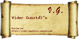 Vider Gusztáv névjegykártya