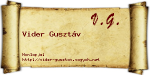 Vider Gusztáv névjegykártya